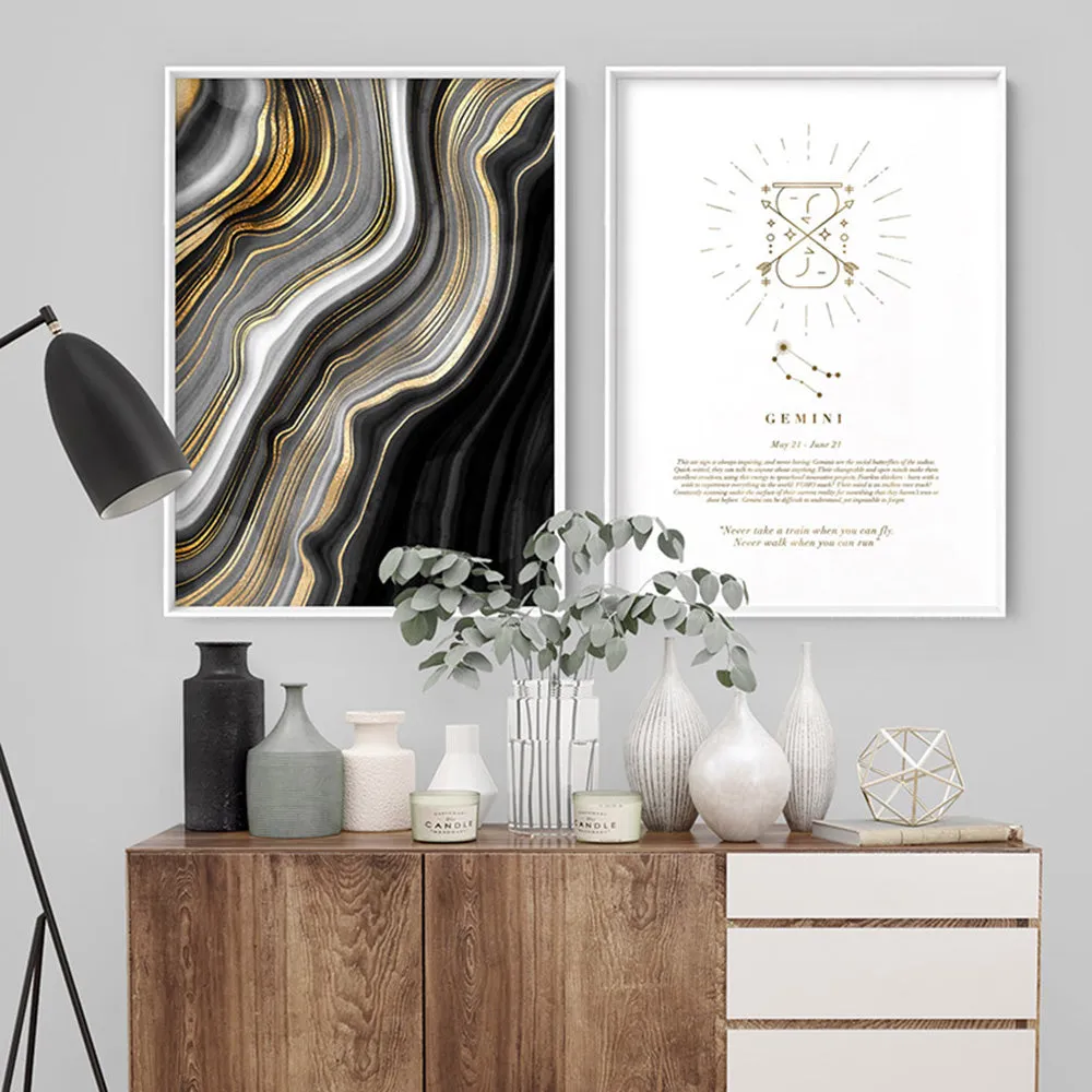 Gemini Star Sign | Celestial Boho (faux look foil) - Art Print