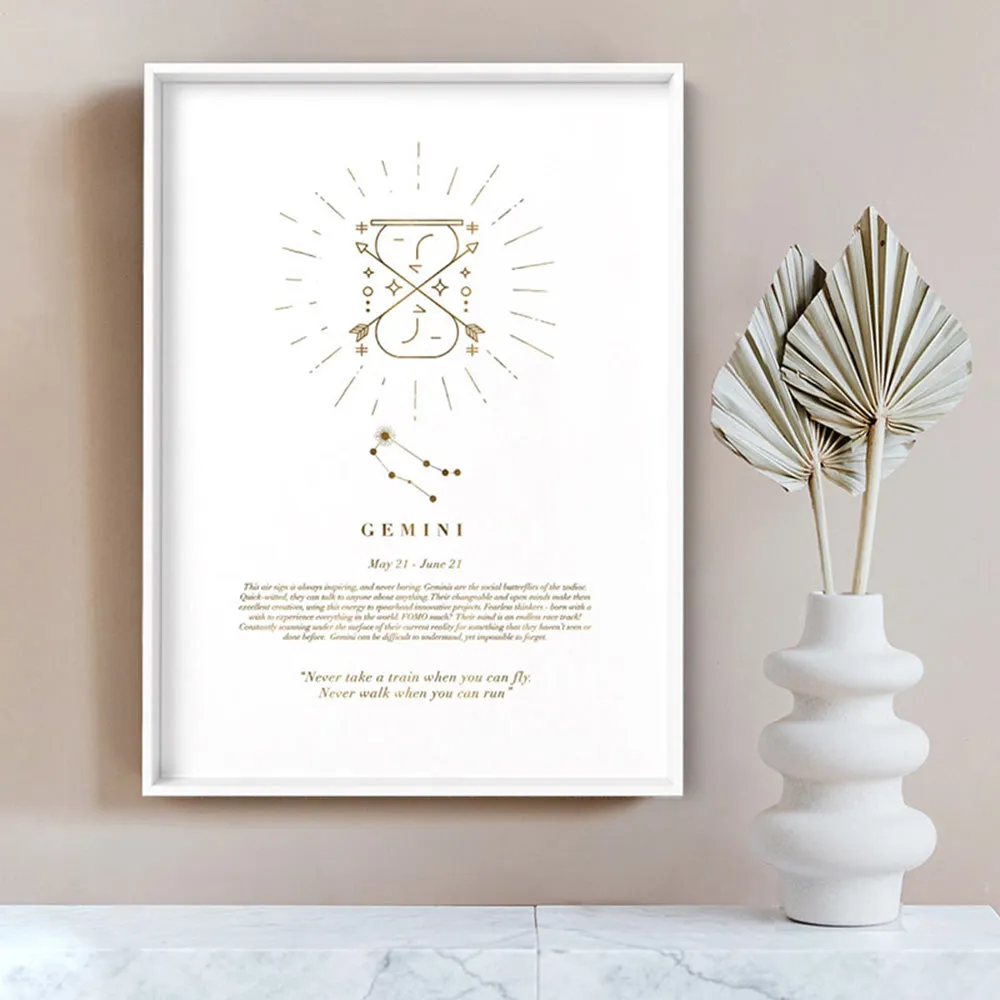 Gemini Star Sign | Celestial Boho (faux look foil) - Art Print