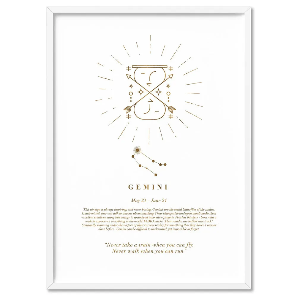 Gemini Star Sign | Celestial Boho (faux look foil) - Art Print