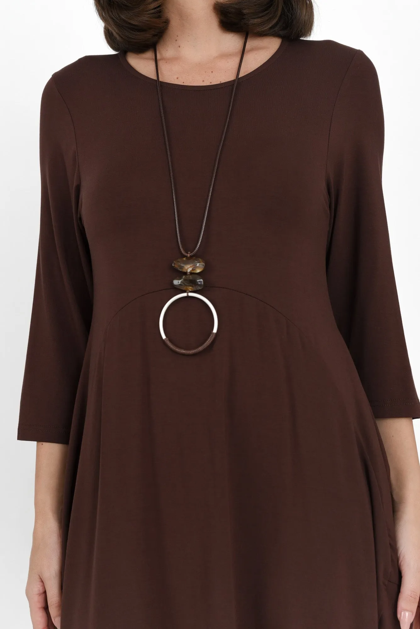 Glenda Chocolate Sleeved Crescent Dress