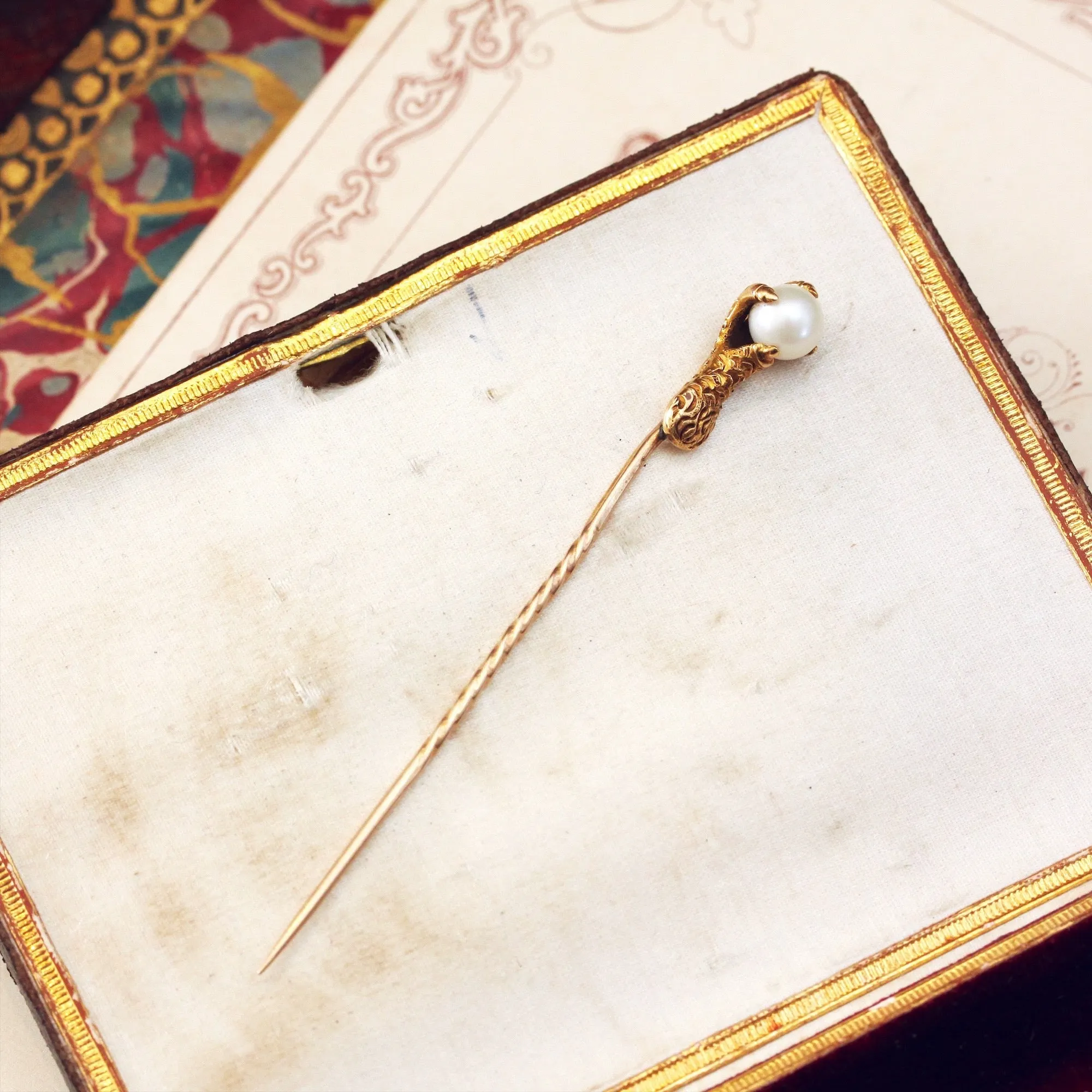 Gothic Victorian Wild Pearl Eagle Claw Stick Pin