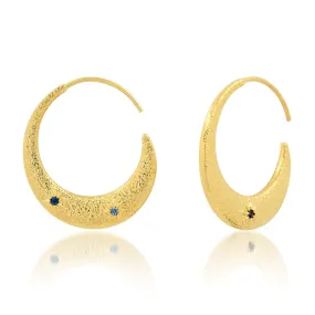 Hammered Gold Crescent Hoop