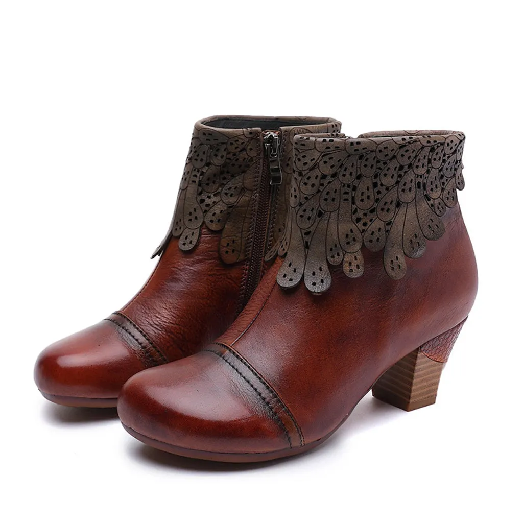 Handmade Leather High Heeled Boots | Gift Shoes