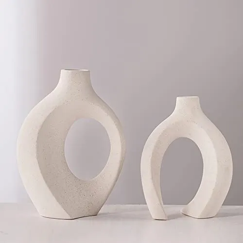 Hollow Ceramic Vase: Set of 2