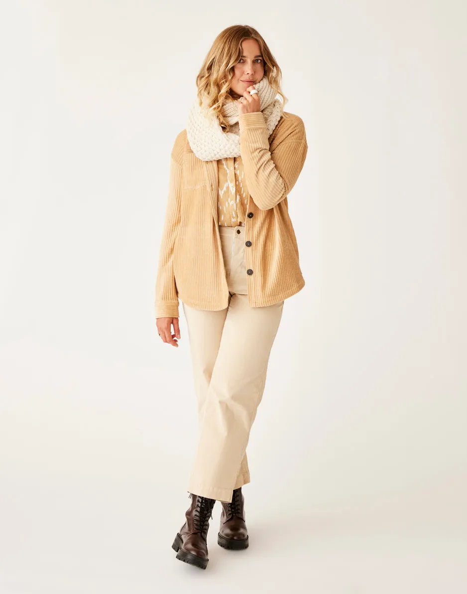 Hudson Stretch Cord Shacket: Camel