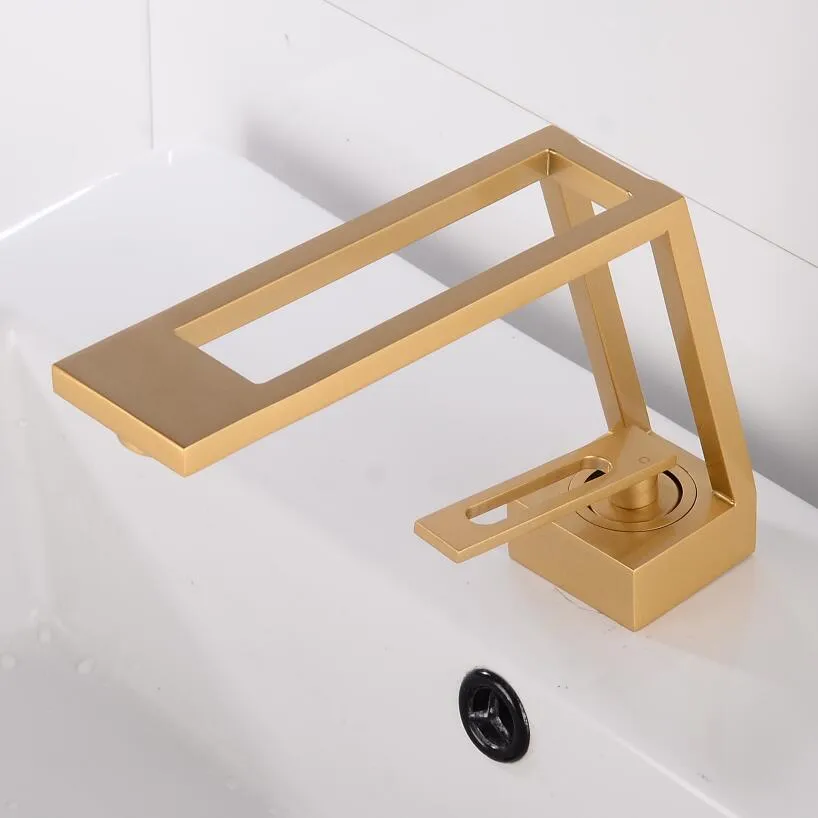 Index Bath Solid Brass Faucet Hollow Bathroom Basin Faucet Cold & Hot Water Mixer Sink Tap