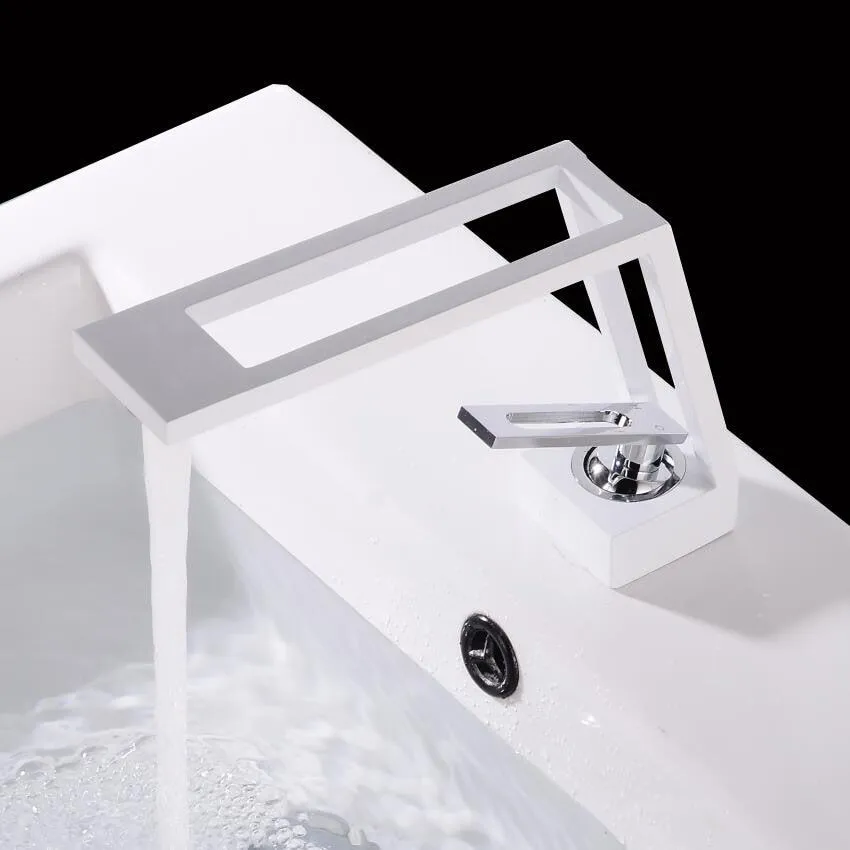 Index Bath Solid Brass Faucet Hollow Bathroom Basin Faucet Cold & Hot Water Mixer Sink Tap