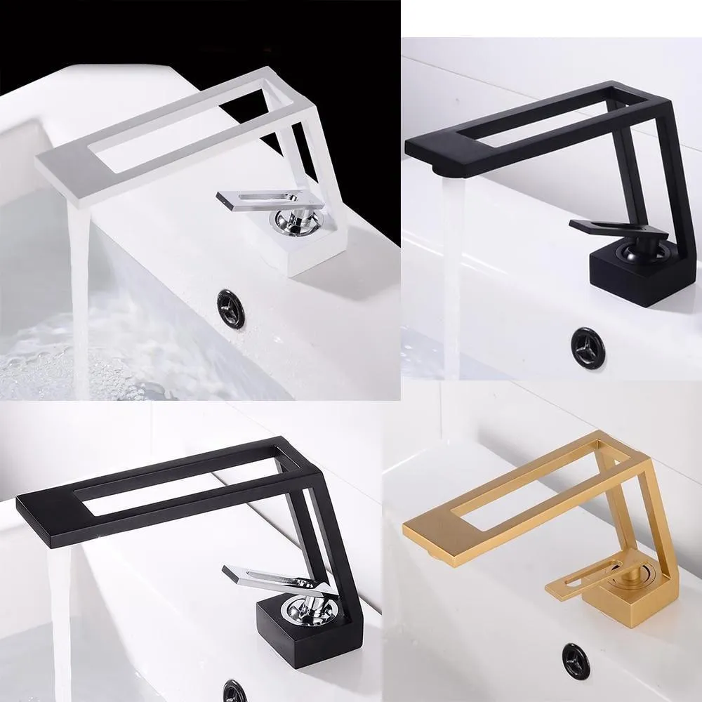 Index Bath Solid Brass Faucet Hollow Bathroom Basin Faucet Cold & Hot Water Mixer Sink Tap