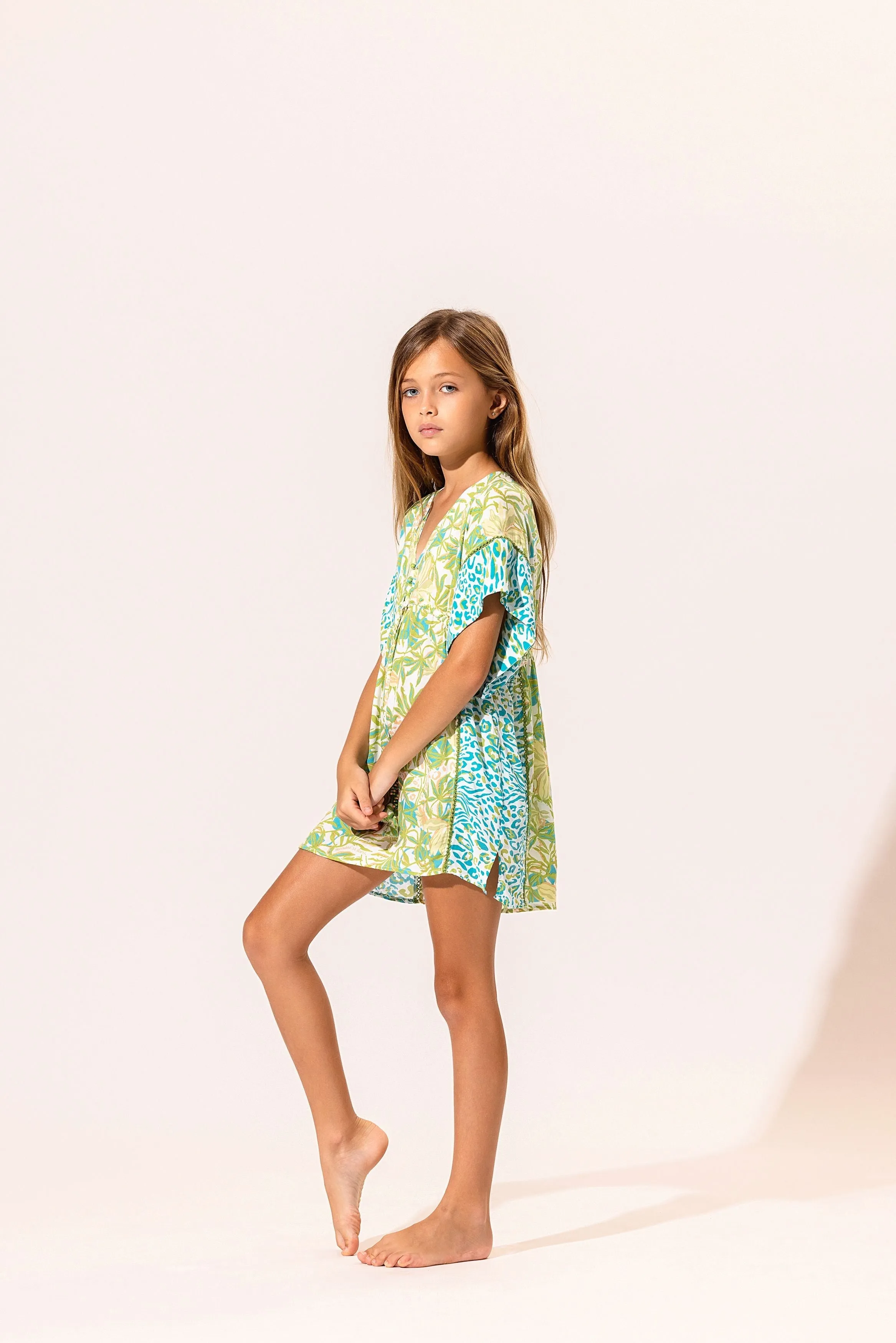 Kids Kaftan Amaya - Green Orchid