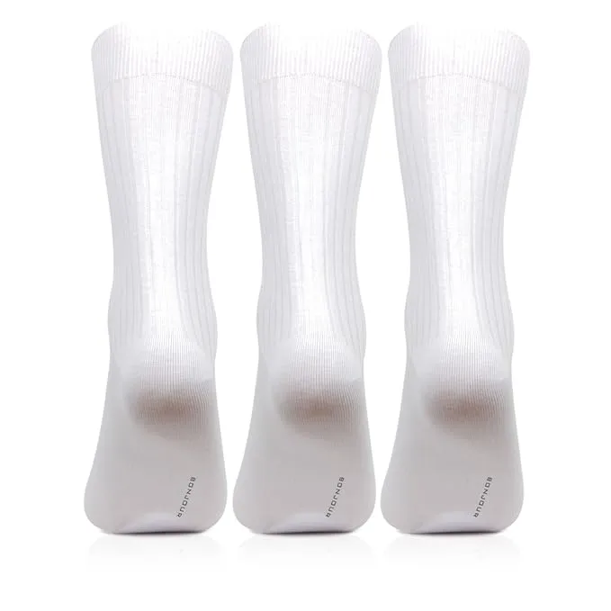 Men Cotton White Rib Full Length Socks- Pack of 3