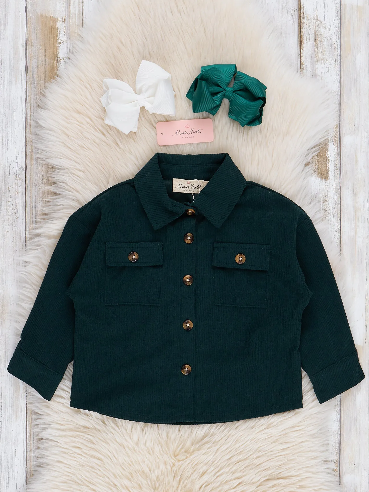 Mom & Me Corduroy Shacket - Dark Green