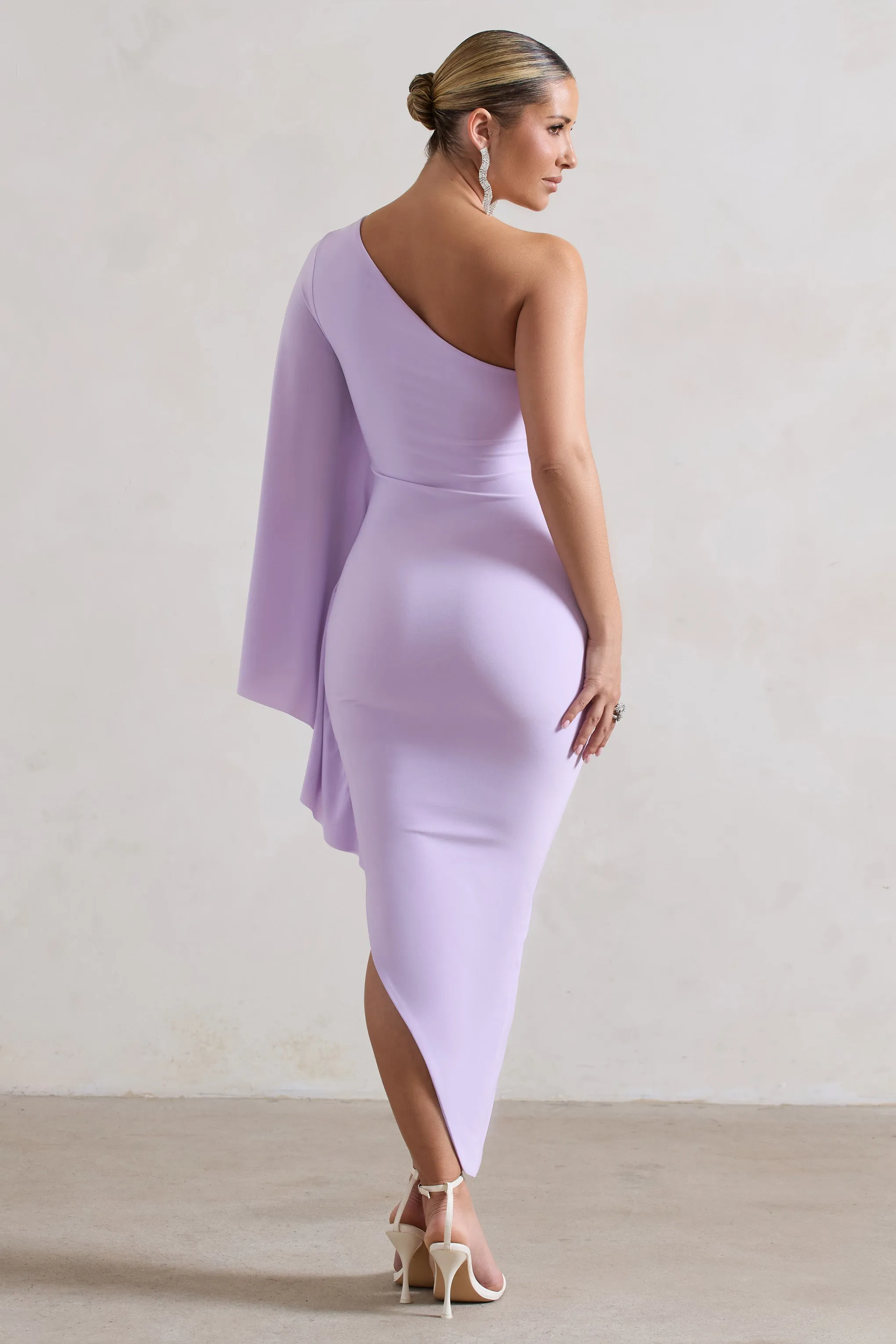 My Level | Robe longue lilas asymétrique à manche cape