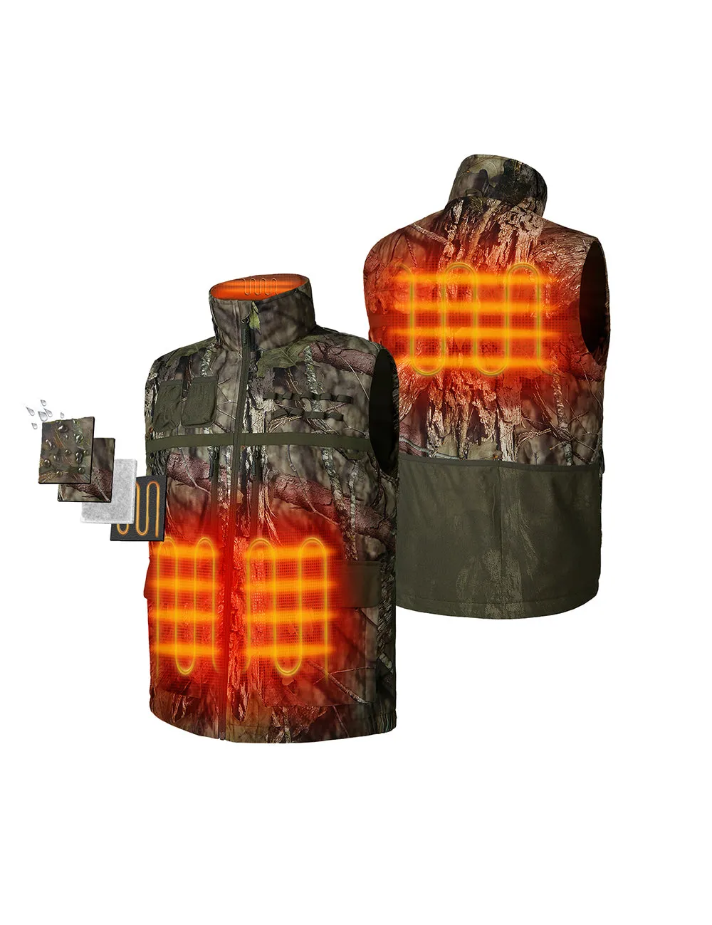 (Open-box) Men's Heated Hunting Vest - Camouflage, Mossy Oak® Country DNA Pattern (Battery Set Not Included)