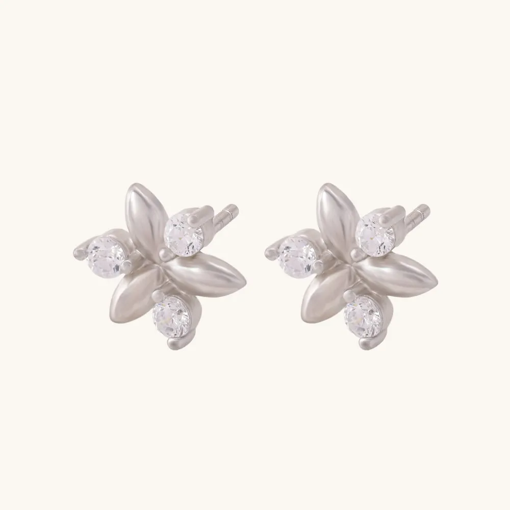 Plumeria Fall Stud Earrings- 925 Silver