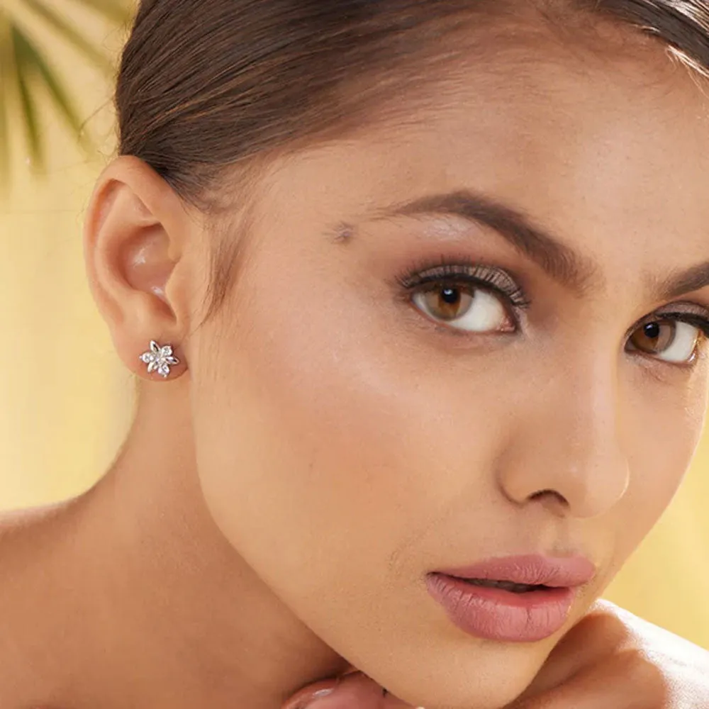 Plumeria Fall Stud Earrings- 925 Silver