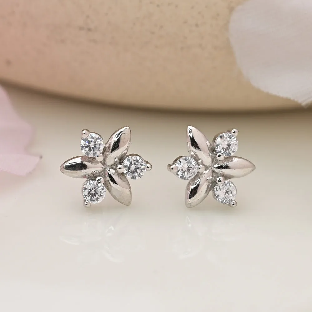 Plumeria Fall Stud Earrings- 925 Silver