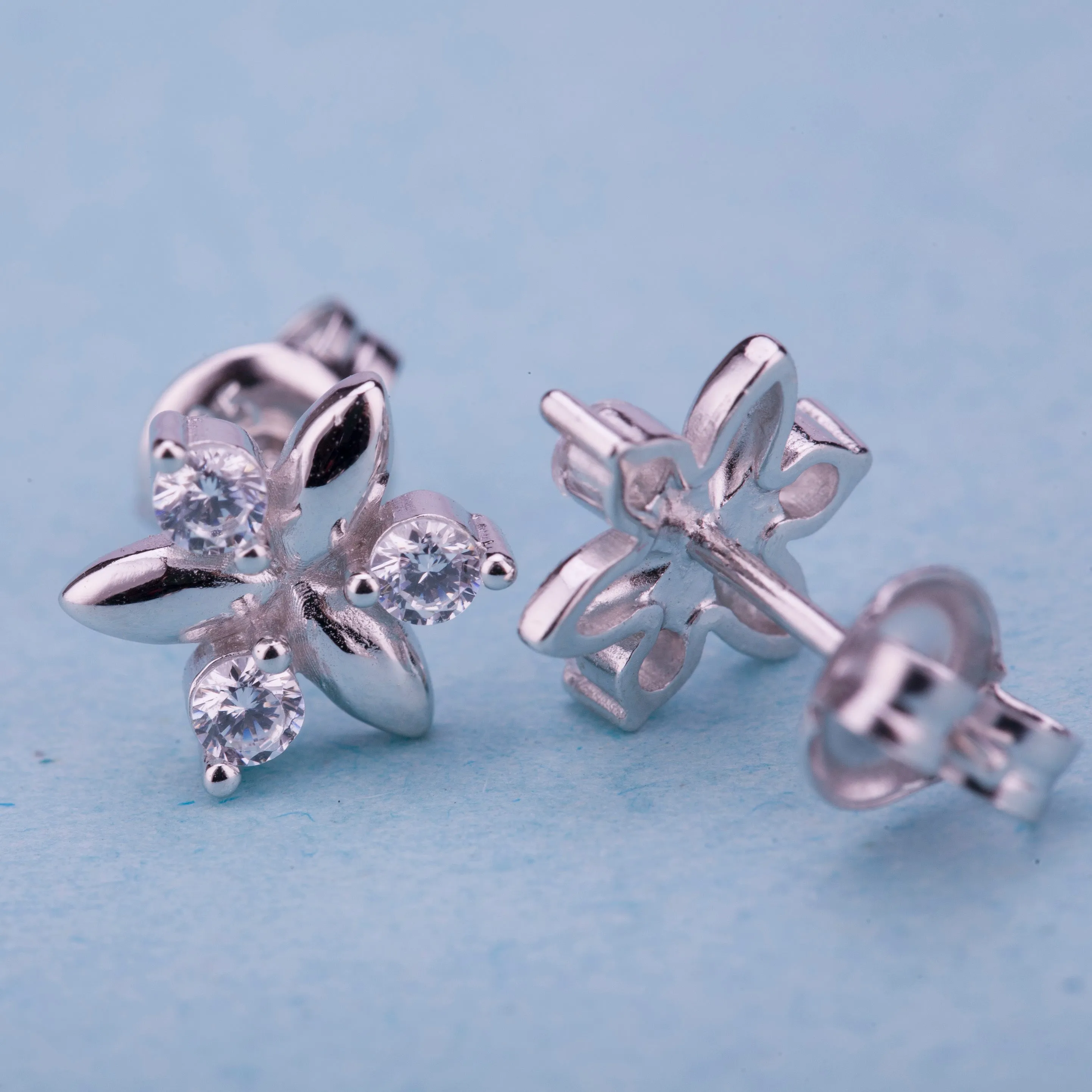 Plumeria Fall Stud Earrings- 925 Silver