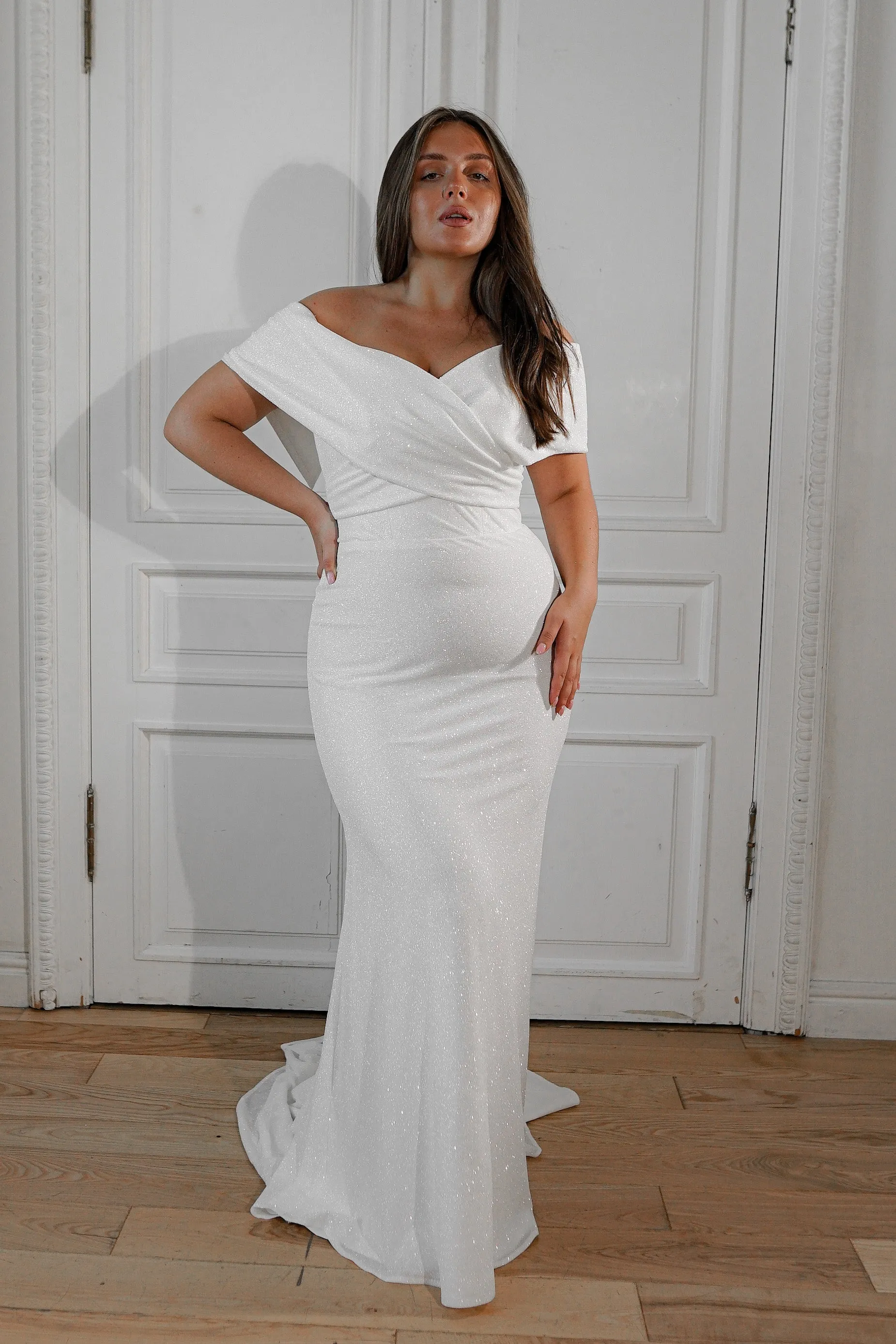 Plus Size Sparkly Sheath Wedding Dress Jolie