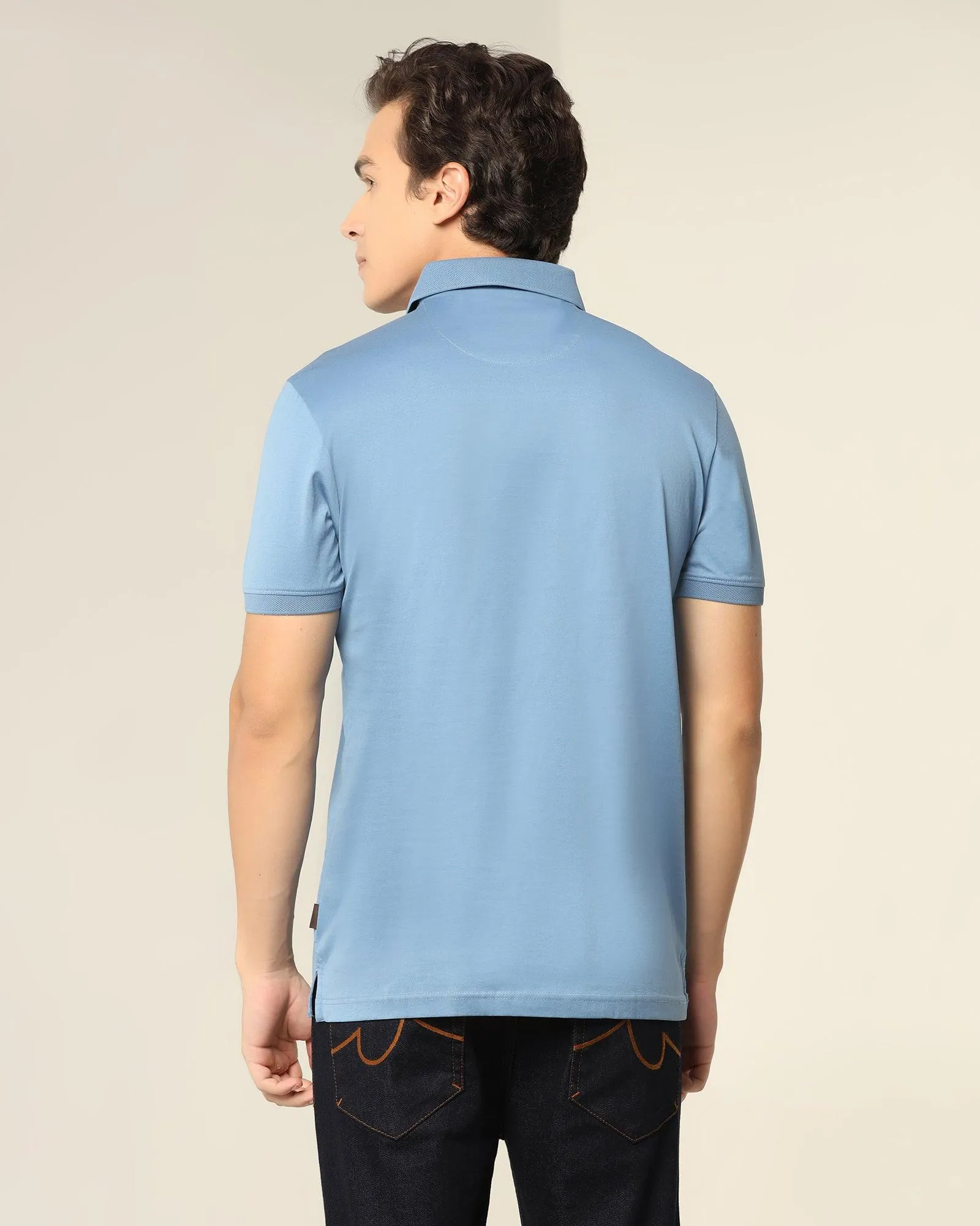 Polo Blue Solid T-Shirt - Tango