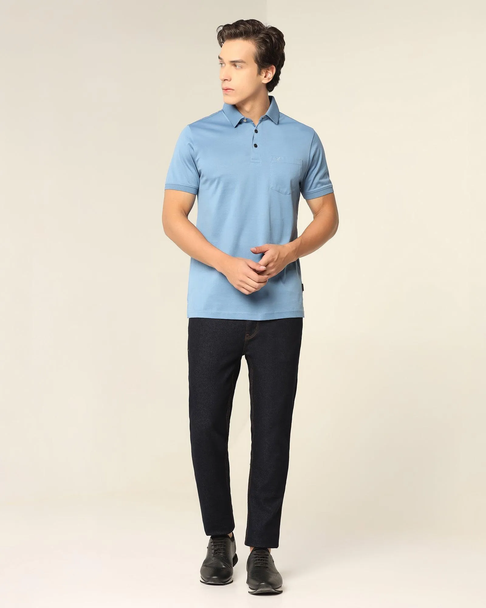 Polo Blue Solid T-Shirt - Tango