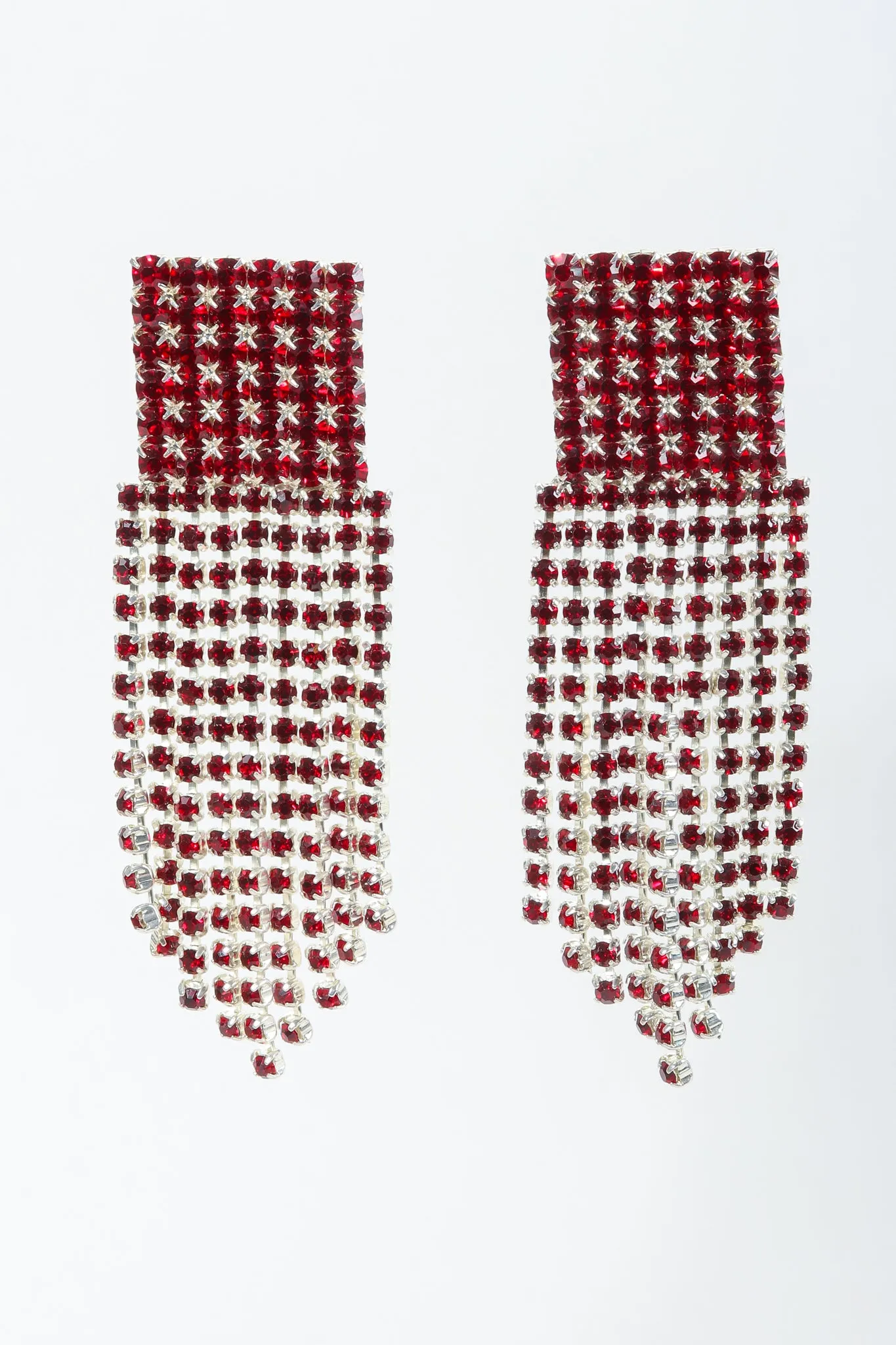 Ruby Rhinestone Fringe Earrings