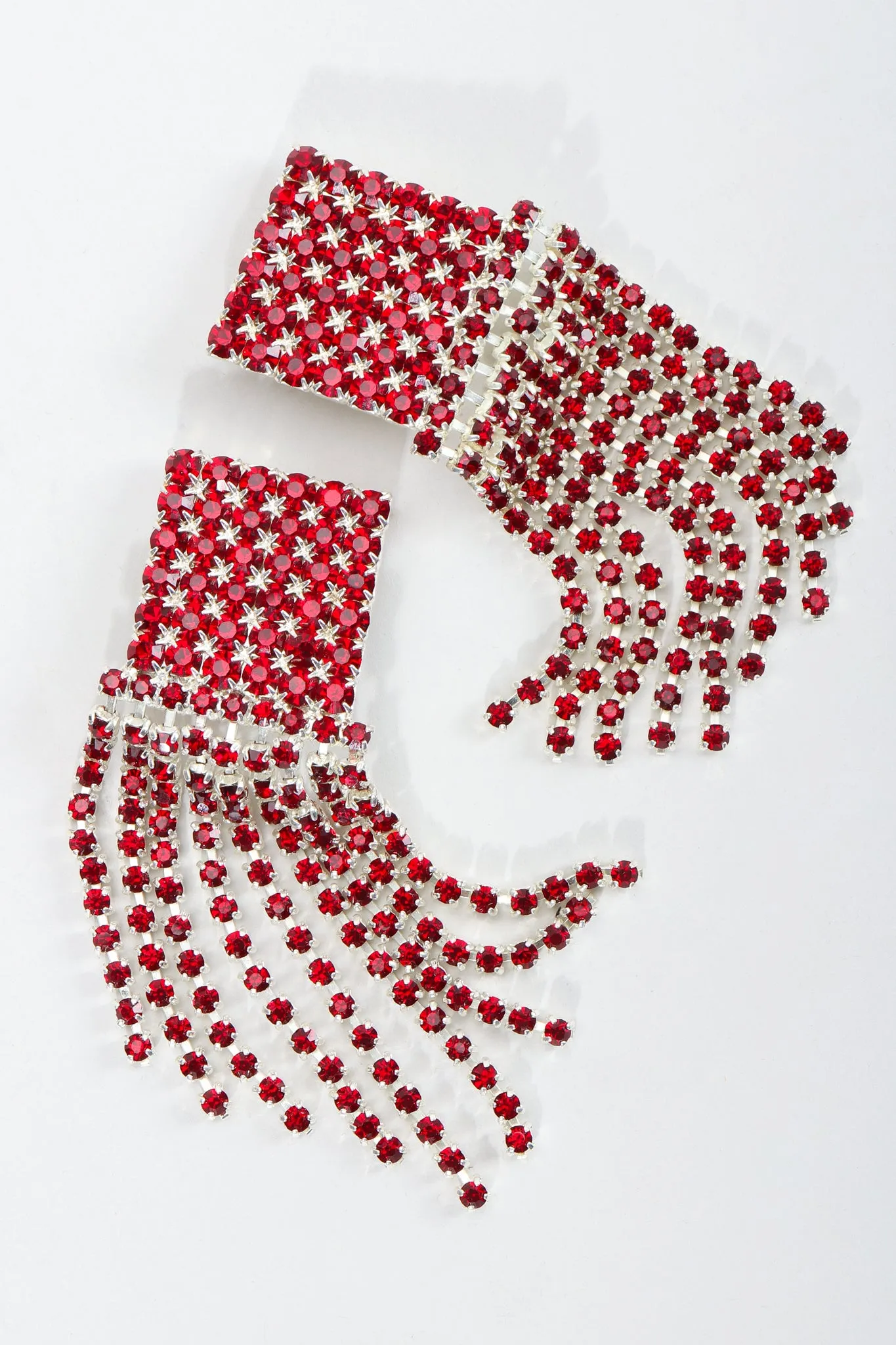 Ruby Rhinestone Fringe Earrings