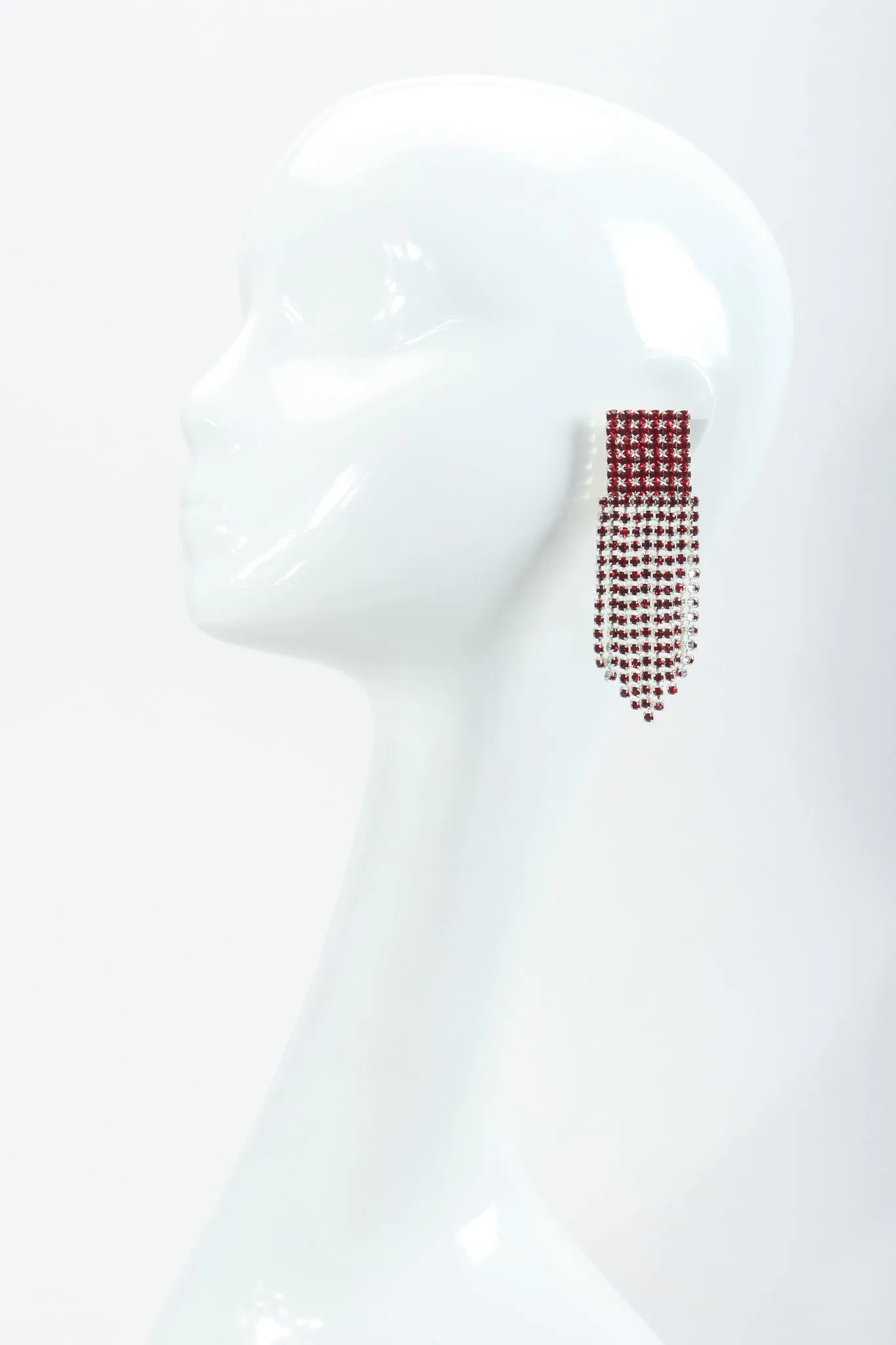 Ruby Rhinestone Fringe Earrings