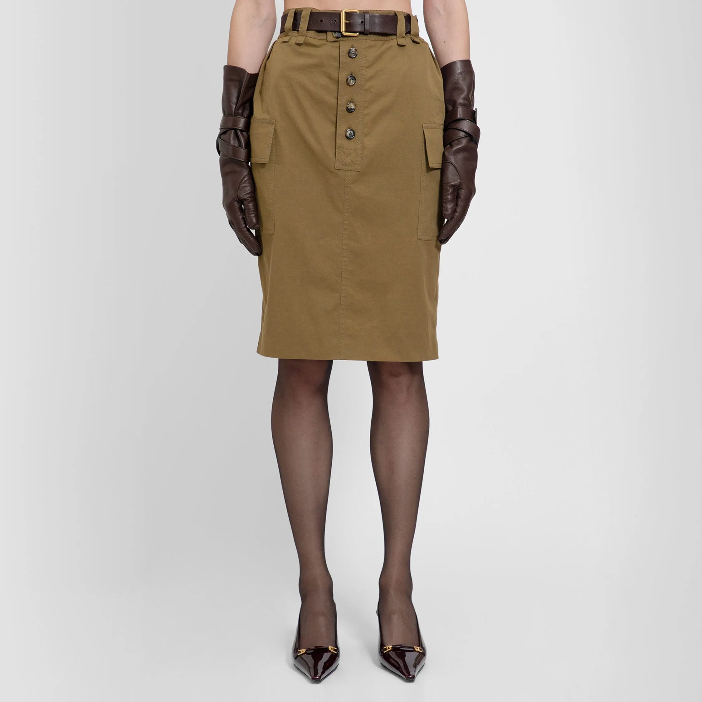 SAINT LAURENT WOMAN BROWN SKIRTS