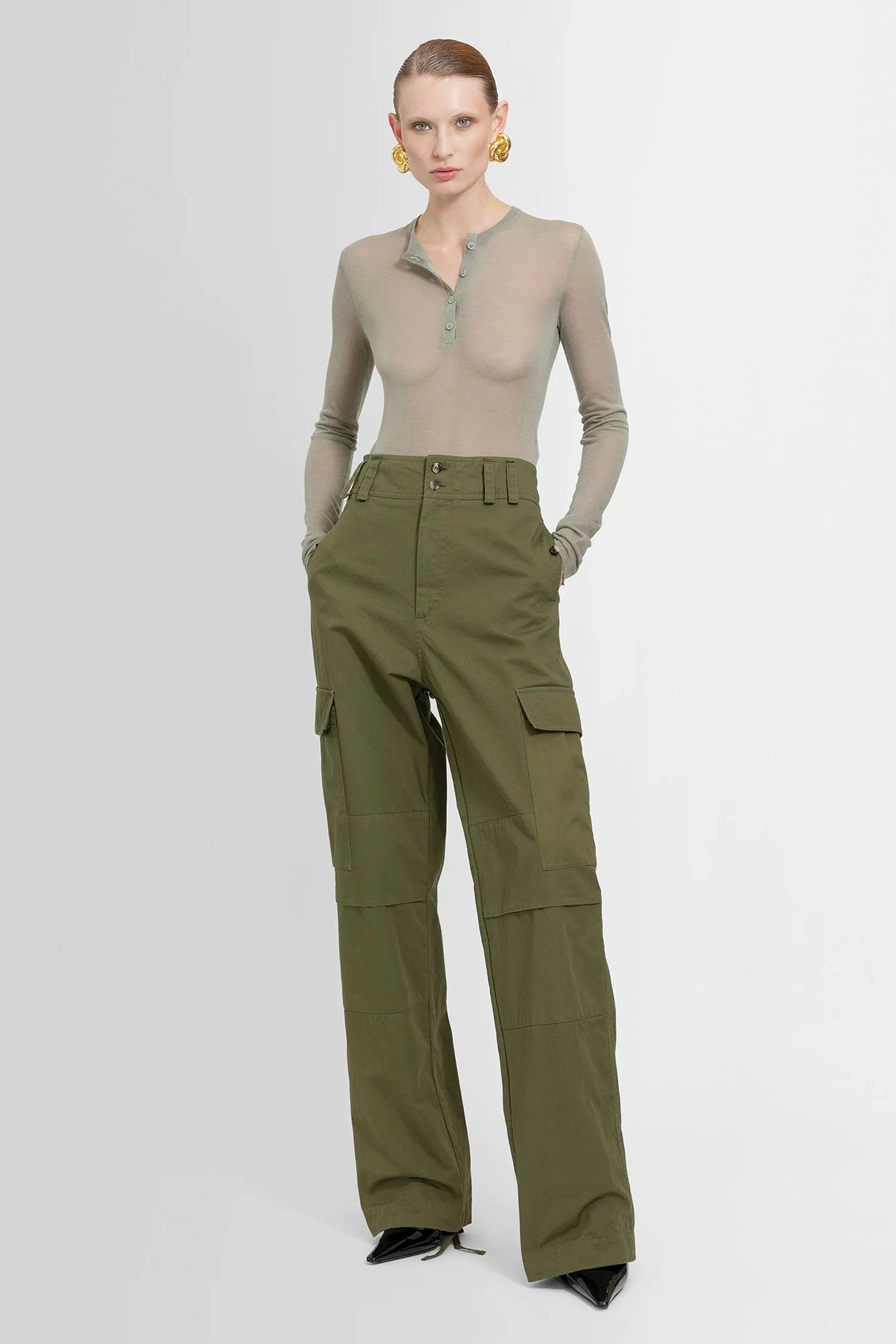 SAINT LAURENT WOMAN GREEN TROUSERS