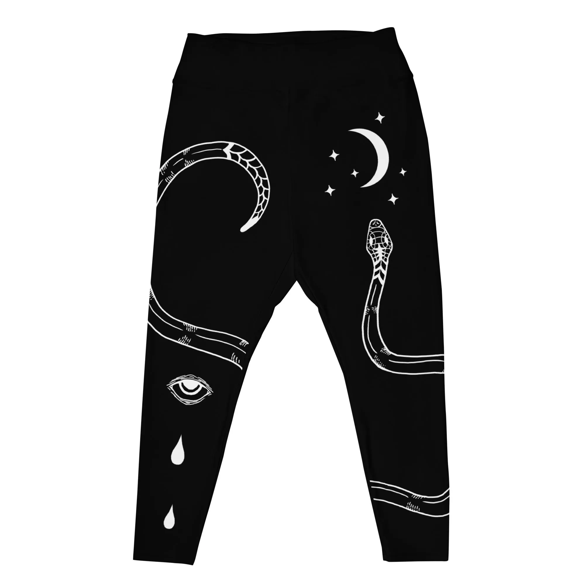 Serpent Summoner Plus Size Leggings - Vegan UPF 50  Protection Activewear - Goth Yoga Leisurewear - Witchy Occult Pagan Style