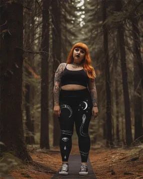 Serpent Summoner Plus Size Leggings - Vegan UPF 50  Protection Activewear - Goth Yoga Leisurewear - Witchy Occult Pagan Style