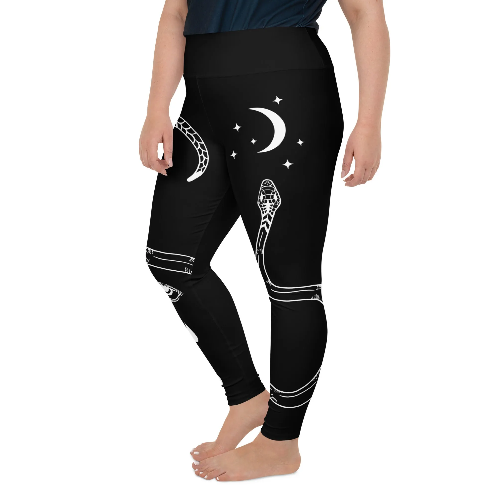 Serpent Summoner Plus Size Leggings - Vegan UPF 50  Protection Activewear - Goth Yoga Leisurewear - Witchy Occult Pagan Style