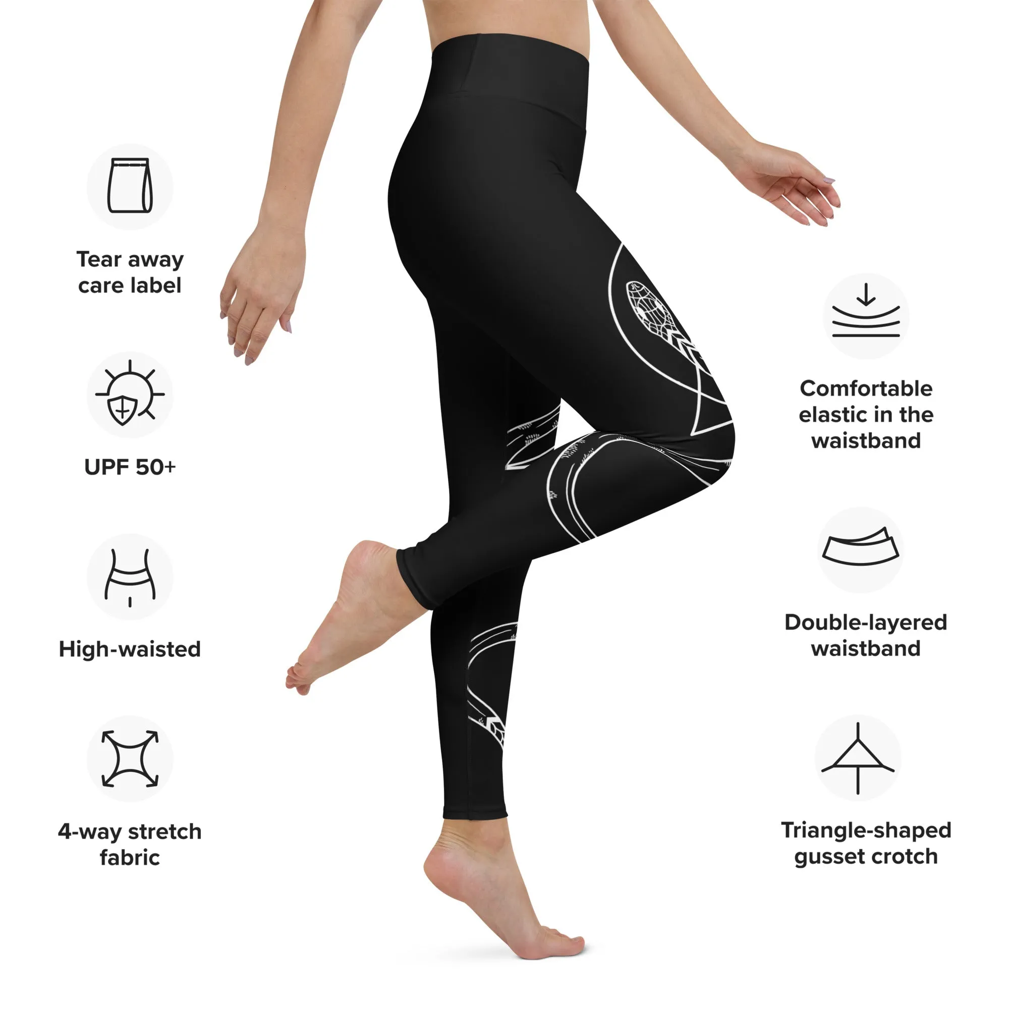 Snake Guardians Leggings - Vegan UPF 50  Protection Dark Academia Goth Yoga Activewear Occult Witchy Leisurewear