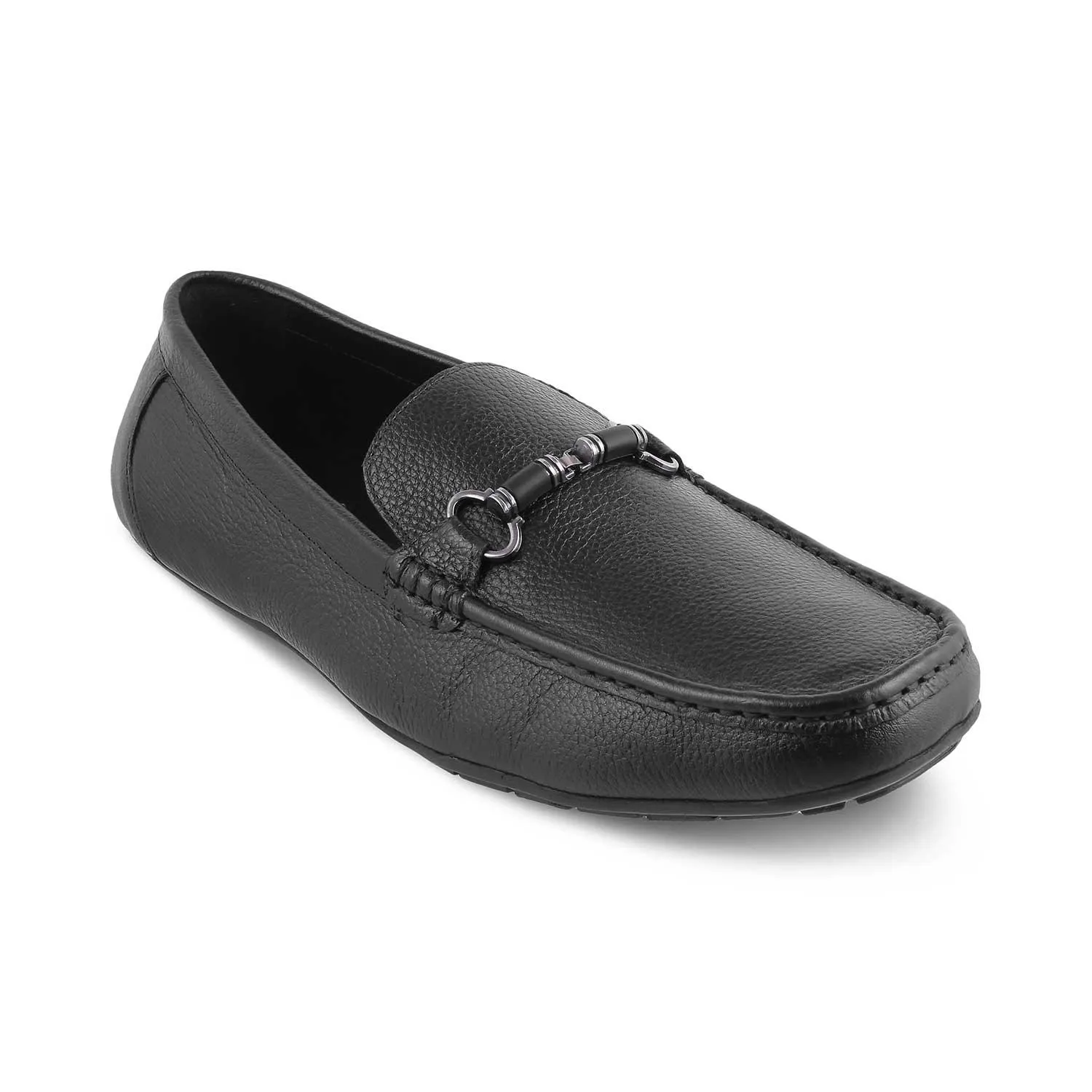 The Robuk Black Men's Leather Driving Loafers Tresmode