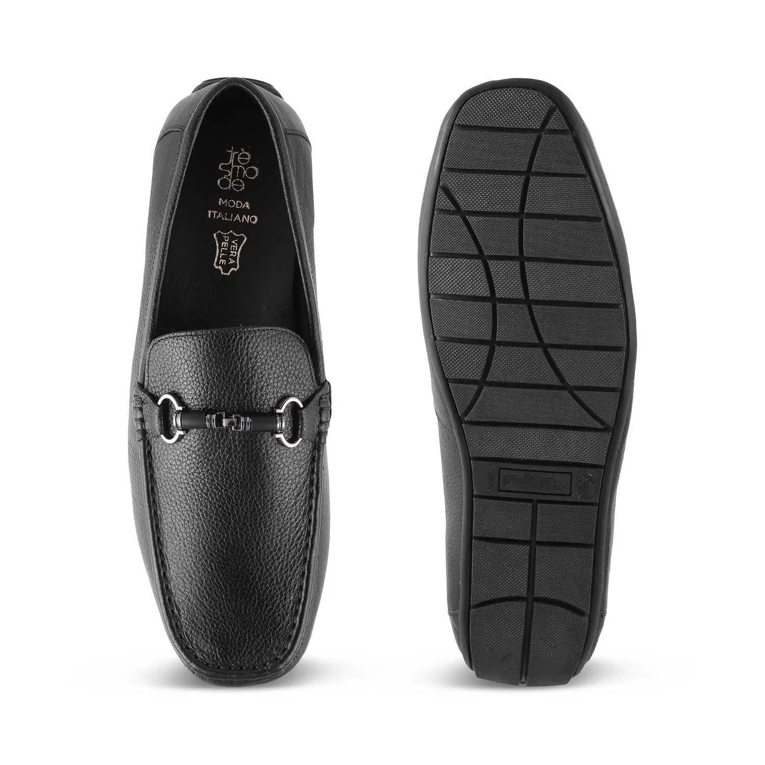 The Robuk Black Men's Leather Driving Loafers Tresmode