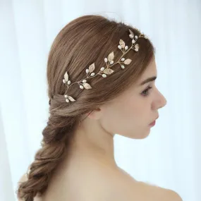 V113. boho gold & silver leaf bridal hair vine, leaf bridesmaid hair pins.