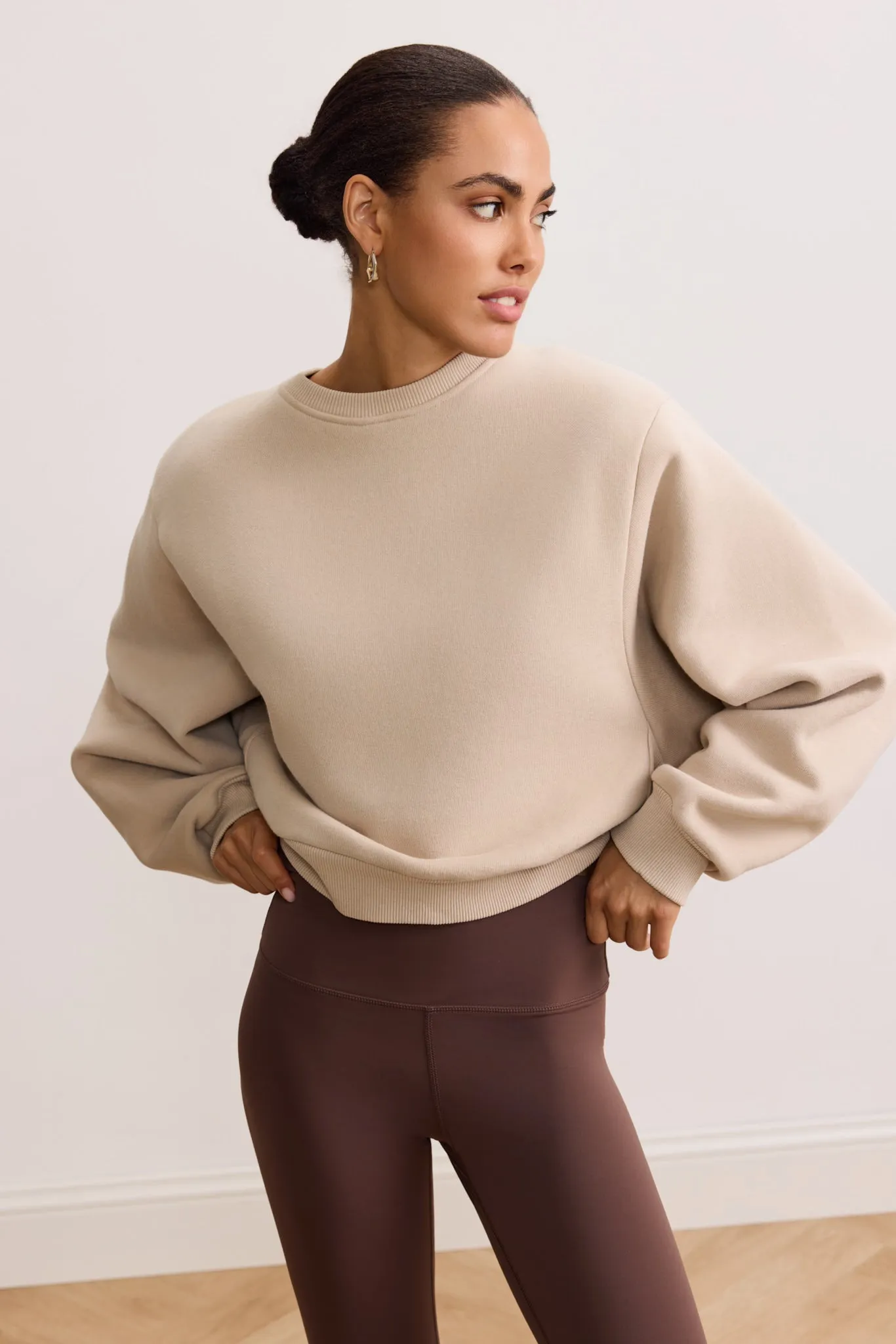 ZOE padded shoulder sweater - Beige